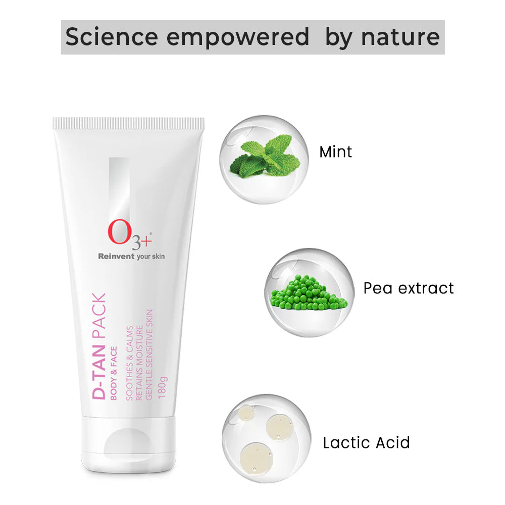 O3+ D Tan Pack For Instant Tan Removal For all skin Types (180gm*2 = 360 gm for saloon)