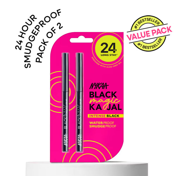 Nykaa Black Magic 24Hr Longstay Matte Waterproof Smudgeproof Kajal Eyeliner - Pack of 2