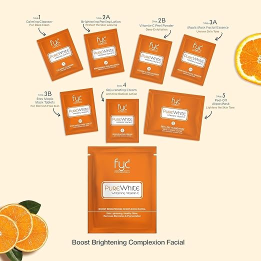 FYC Pure White Vitamin C Facial Kit 5 Step 95g X5 facial kits (675g)