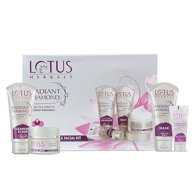Lotus Herbals Radiant Diamond Cellular Radiance Salon Grade FACIAL KIT For All Skin Types | 170g
