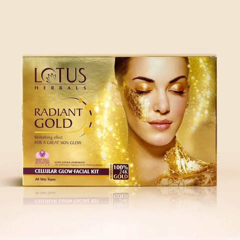 Lotus Radiant Gold Cellular Glow Salon Grade Facial Kit 24Kt Gold
