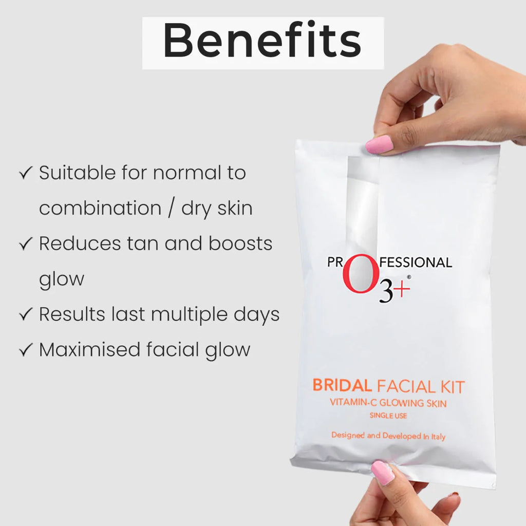 O3+ Bridal Facial Kit Vitamin -C Glowing skin Single Use  (15% off when you buy 2 or more)