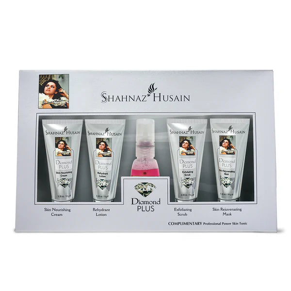 Shahnaz Husain Diamond Skin Revival Kit 10gx4 (Diamond Nourishing Cream, Diamond Scrub, Diamond Lotion, Diamond Rejuvenating Mask) - FREE-Professional Power Skin Tonic | 15ml