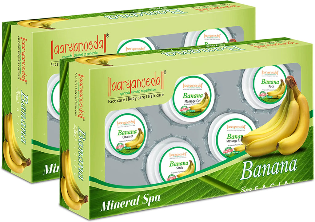 Aryanveda Banana Facial Kit with Banana Extract & Vitamin E All Skin Types - 210g (5 unit)